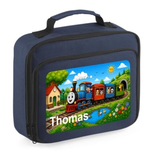 Personalised Train Scene Printed Kids Children's School Lunch Box Cooler Bag