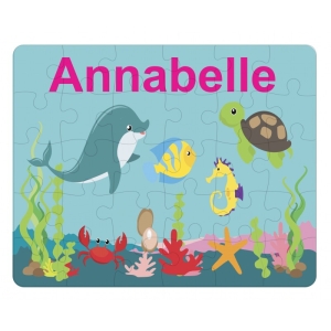 Personalised Children's Cardboard 30 Piece Jigsaw Puzzle - Any Kids Name - Mermaids Scene Design