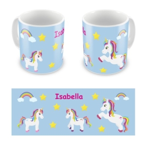 Personalised Children's 10oz Mugs / Cups - Any Kids Name Unicorns Design