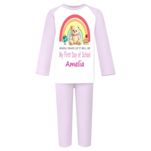 When I Wake Up It Will Be My First Day of School Any Name Childrens Pyjamas