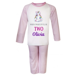When I Wake Up I'll Be Any Age + Name Unicorn Childrens Pyjamas