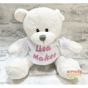 Personalised Teddy Bear - Mini Bundles The White Teddy Bear - Printed T-Shirt - Any Name / Text or Custom Message