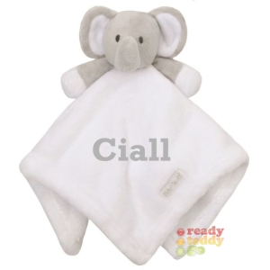 Personalised Baby Comfort Blanket / Comforter - 30cm White Elephant - ANY NAME