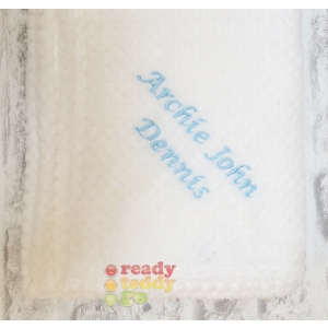 Personalised White Waffle Baby Blanket Wrap Embroidered Any Name