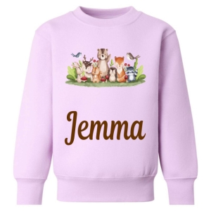 Woodland Animals Any Name Childrens Sweatshirt / Jumper