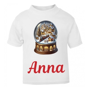 Christmas Snow Globe Any Name Childrens Printed T-Shirt
