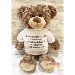 Personalised Teddy Bears - Extra Large 16 Inch 40cm Bobby Teddy Bear - Printed on a white t-shirt - Any Photo, Name / Text or Custom Message
