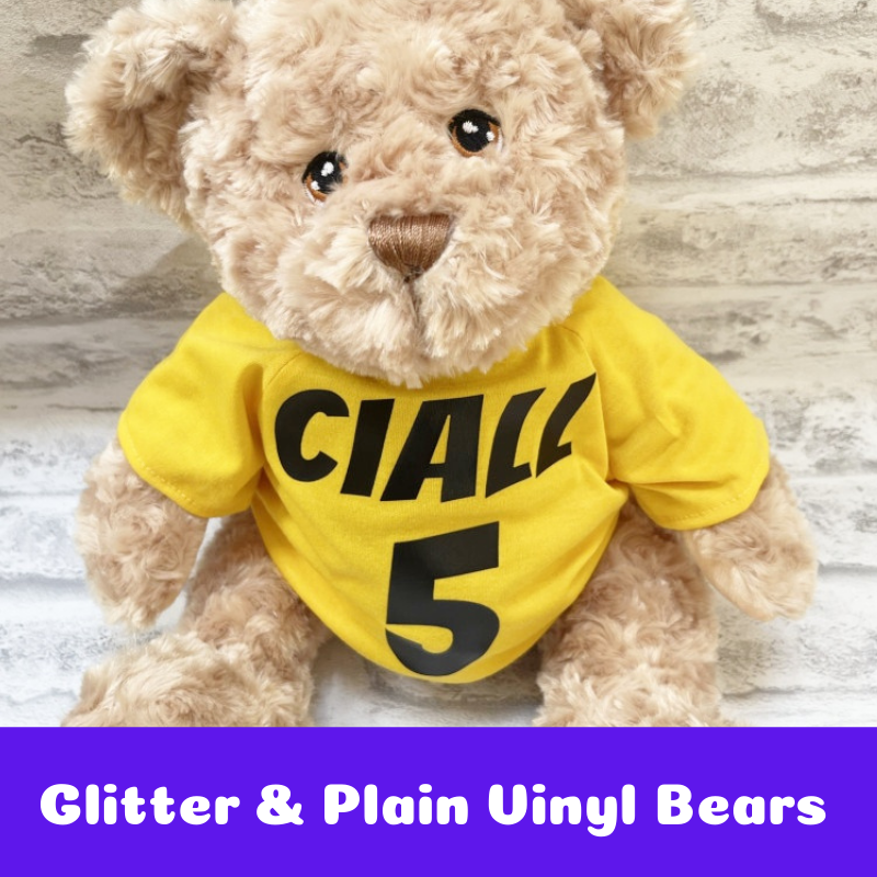Personalised Glitter and Plain Vinyl Teddy Bears Personalised Glitter and Plain Vinyl Teddy Bears