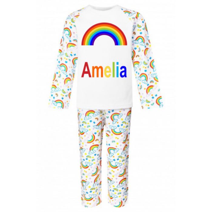 Gepersonaliseerde Rainbow Initial Kids Pyjama Kleding Unisex kinderkleding Pyjamas & Badjassen Pyjama 