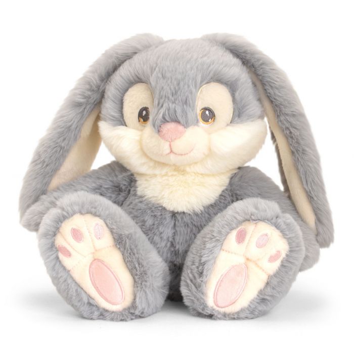 Personalised Small Keel Toys Eco Patchfoot Grey Bunny Rabbit Teddy Bear Wearing Coloured PLAIN or GLITTER Vinyl T Shirt Soft Toy