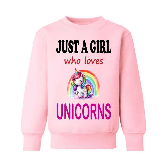 Just a Boy Girl who loves UNICORNS Childrens Sweatshirt Jumper