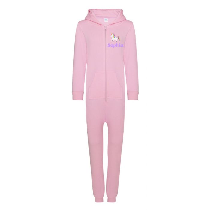 Unicorn Any Name Childrens Zip Up Onesie