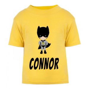 Bat Boy Superhero Any Name Childrens Printed T-Shirt