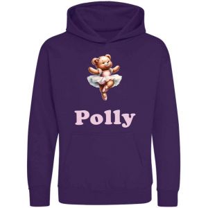 Ballerina Bear Any Name Childrens Hoodie