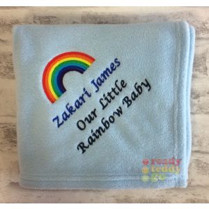 Any Name or Text (3 Lines) + Rainbow Baby Cotton / Fleece Blanket