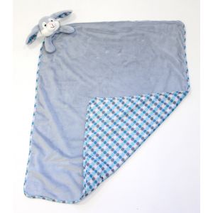 Blue Polka Dot Bunny Rabbit Large Baby Blanket