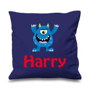 Blue Monster Any Name Printed Cushion