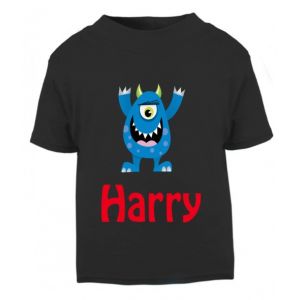 Blue Monster Any Name Childrens Printed T-Shirt