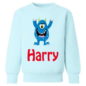 Blue Monster Any Name Childrens Sweatshirt / Jumper