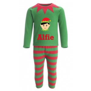 Christmas Boy Elf Any Name Childrens Pyjamas