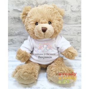 Elephant Rainbow + Any Name / Text Large Harry Brown Teddy Bear
