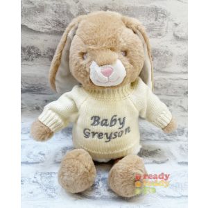 Keel Toys Eco Brown Bunny Rabbit with Knitted Jumper