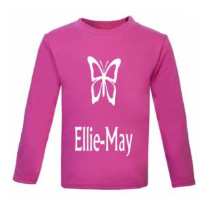 Butterfly Silhouette Any Name Childrens Glow in Dark T-Shirt