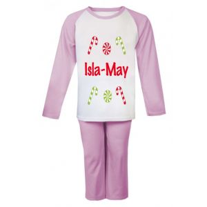 Christmas Candy Canes Any Name Childrens Pyjamas