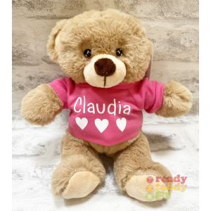 Small Keel Toys  Eco Conker The Teddy Bear with Scarf Glitter or Plain Vinyl T-Shirt