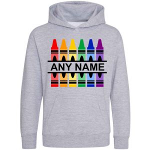 Coloured Crayons Any Name Childrens Hoodie