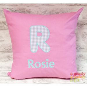 Applique Letter (CHOOSE FABRIC) Any Name Embroidered Cushion