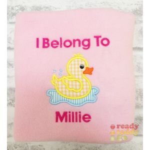 Duck Applique Design + Text Baby Cotton / Fleece Blanket