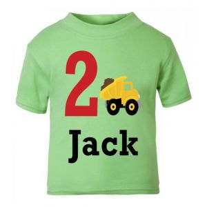 Dump Truck Birthday Any Name & Number Childrens Printed T-Shirt