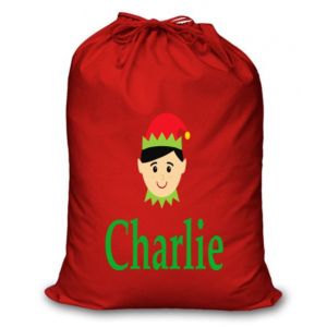 Boy Elf Any Name Printed Christmas Sack