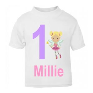 Fairy Birthday Any Name & Number Childrens Printed T-Shirt