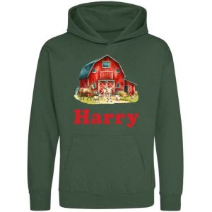 Red Tractor Watercolour Any Name Childrens Hoodie