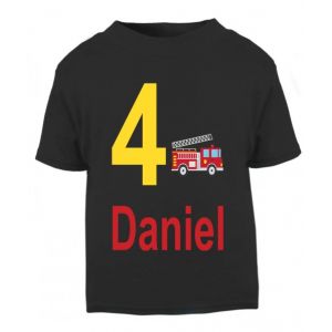 Fire Engine Birthday Any Name & Number Childrens Printed T-Shirt