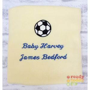 Any Name or Text (3 Lines) + Football Baby Cotton / Fleece Blanket