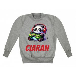 Gamer Panda Any Name Childrens Sweatshirt / Jumper