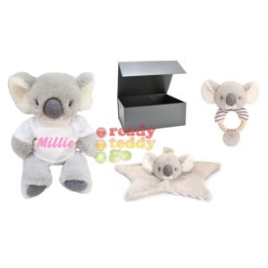 Keel Eco Mini Koala Teddy Bear + Comforter + Rattle Baby Boy Girl Unisex Gift Box Set
