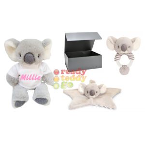 Keel Eco Mini Koala Teddy Bear + Comforter + Rattle Baby Boy Girl Unisex Gift Box Set