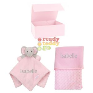 Elephant Comforter + Bubble Mink Wrap Baby Blanket Boy Girl Unisex Gift Box Set