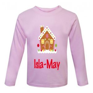 Christmas Gingerbread House Any Name Childrens Printed T-Shirt