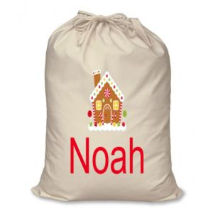 Gingerbread House Any Name Printed Christmas Sack