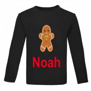 Christmas Gingerbread Man Any Name Childrens Printed T-Shirt