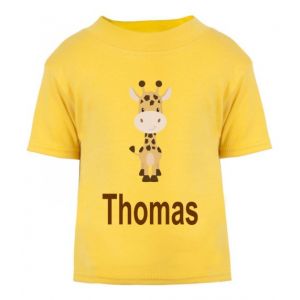 Giraffe Any Name Childrens Printed T-Shirt