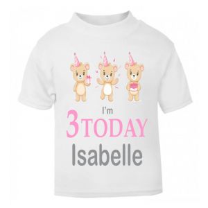 I'm Any Age Today + Any Name Girl Birthday Teddy Bears Childrens Printed T-Shirt
