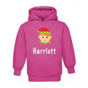 Christmas Girl Elf Any Name Childrens Hoodie