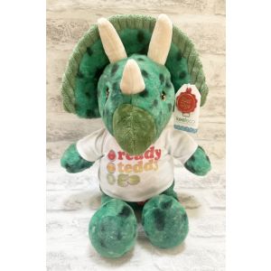 Keel Toys Eco Medium Green Dinosaur with Scarf - Made From 100% Recycled Materials