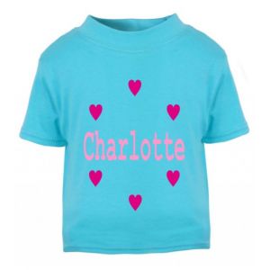 Hearts Any Name Childrens Printed T-Shirt